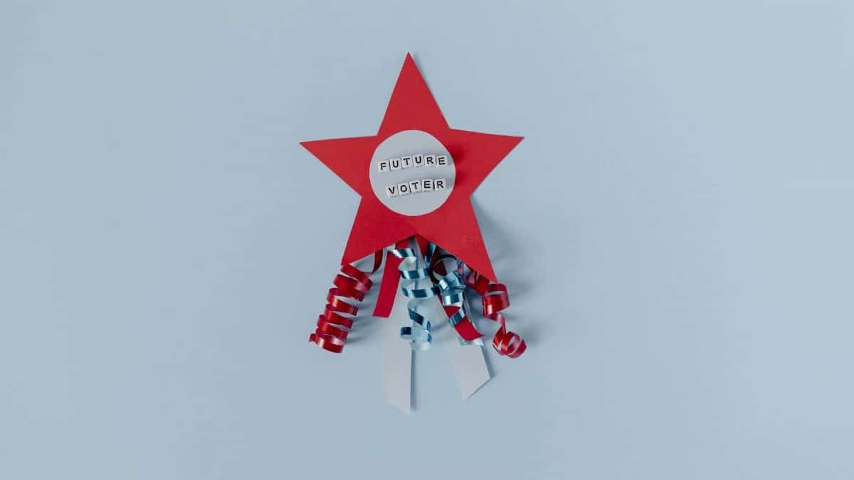 Red star badge with the words 'Future Voter', symbolizing upcoming voter participation.