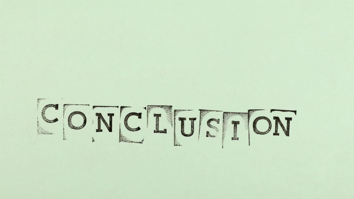 Minimalist graphic of the word 'CONCLUSION' on a green background.