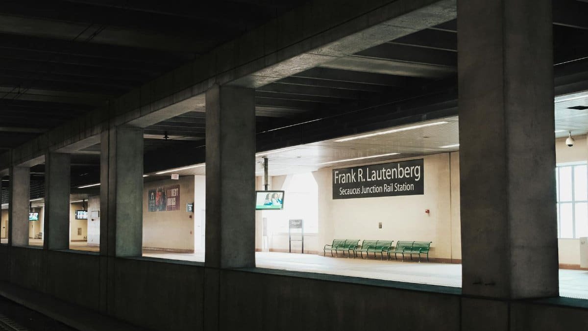Empty platform at Frank R. Lautenberg Secaucus Junction Rail Station in New Jersey.