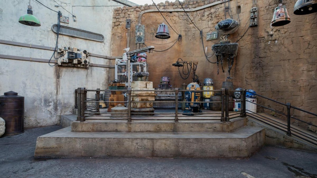 A thematic Star Wars droids display at Disney's Hollywood Studios in Bay Lake, Florida.