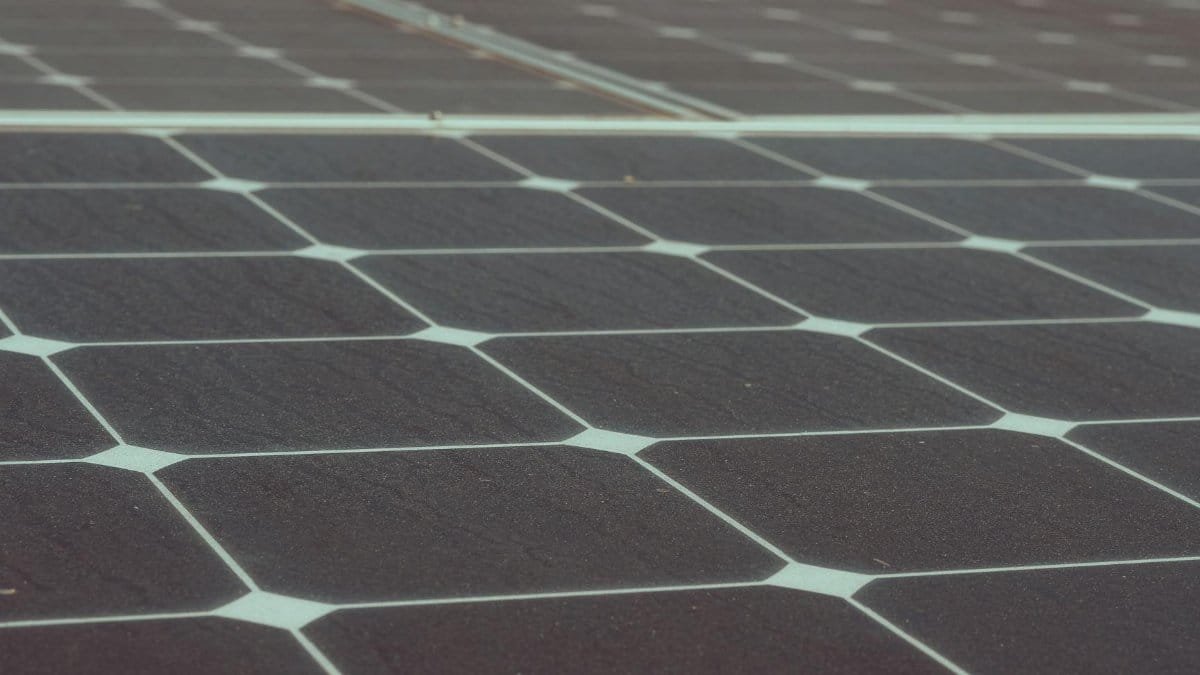 Detailed close-up of solar panels showcasing renewable energy potential and sustainability.