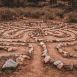 Explore the intricate rock labyrinth in the arid landscape of Ojo Caliente, New Mexico.