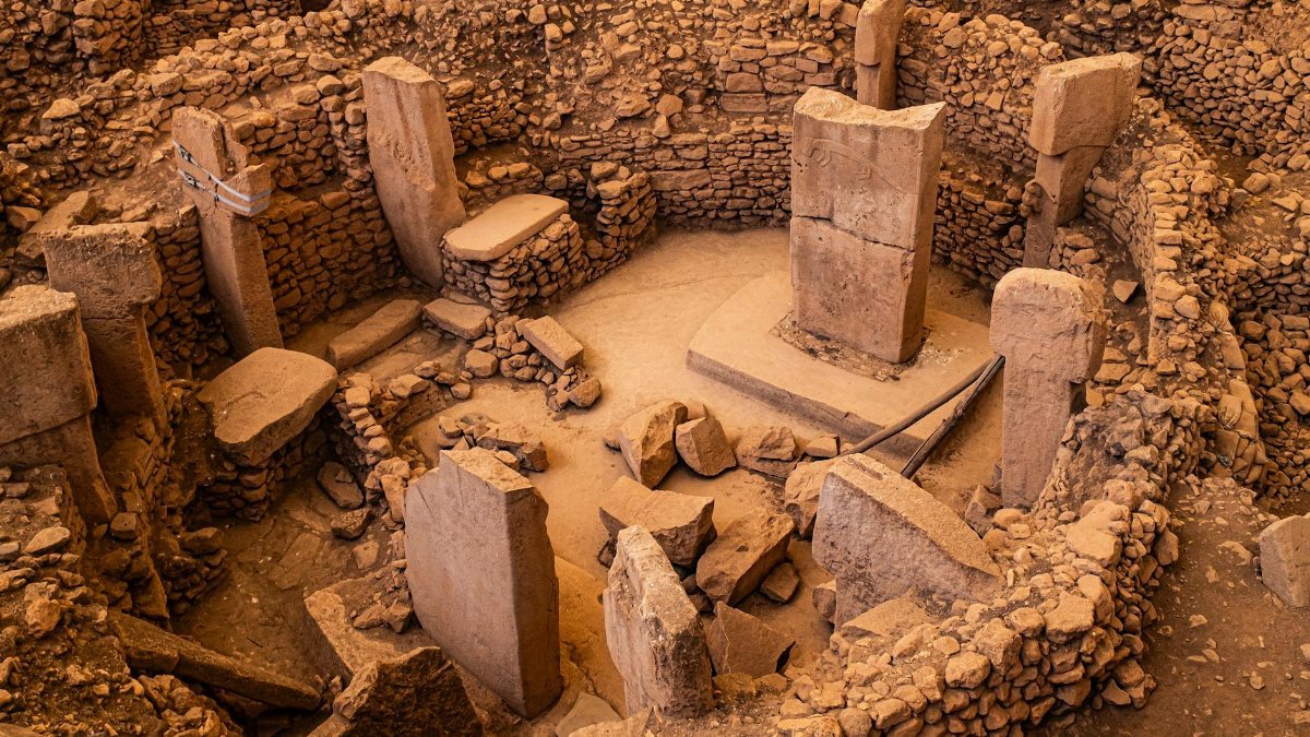 Explore the ancient stone structures of Göbekli Tepe, a prehistoric archaeological site in Turkey.