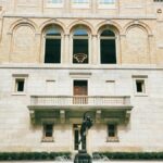 Stunning historic architecture and fountain at Boston Public Library courtyard.