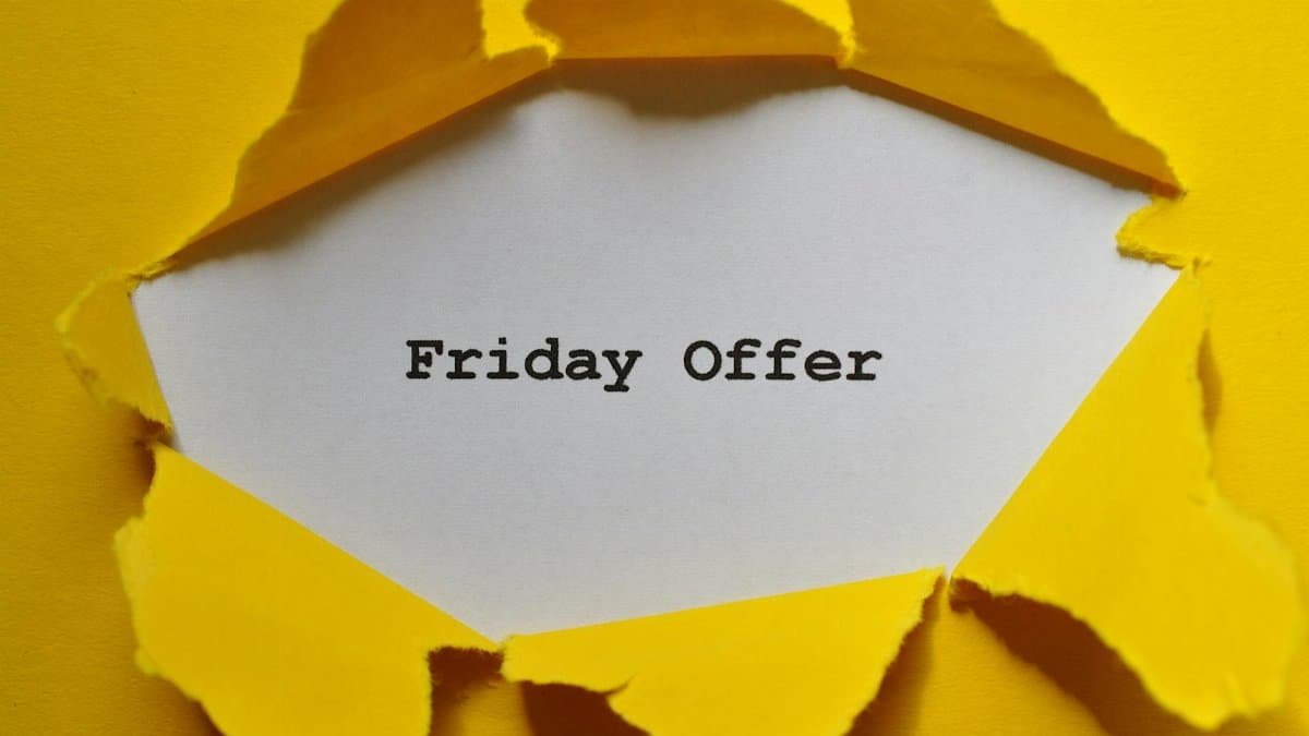 Eye-catching torn paper with Friday Offer text for promotions.