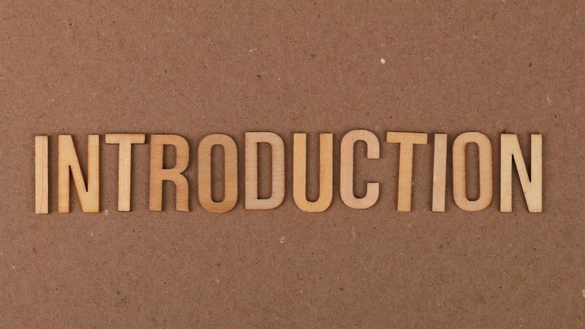 Wooden letters spelling 'INTRODUCTION' placed on a cardboard background.