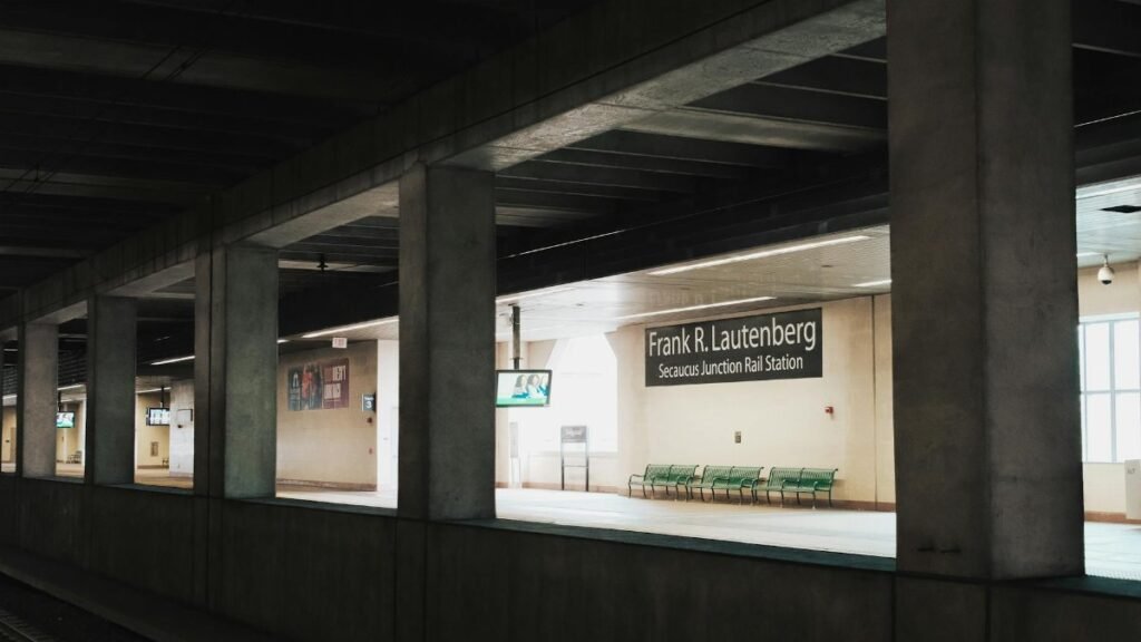 Empty platform at Frank R. Lautenberg Secaucus Junction Rail Station in New Jersey.