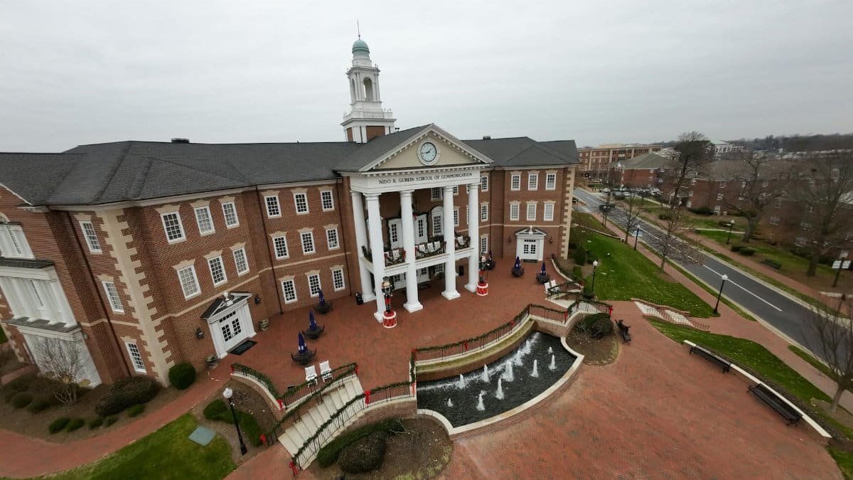Aerial view of Nido R. Qubein School of Communication at High Point University, NC.