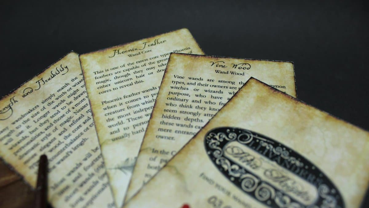 Detailed close-up of collectible Harry Potter themed cards with unique designs.