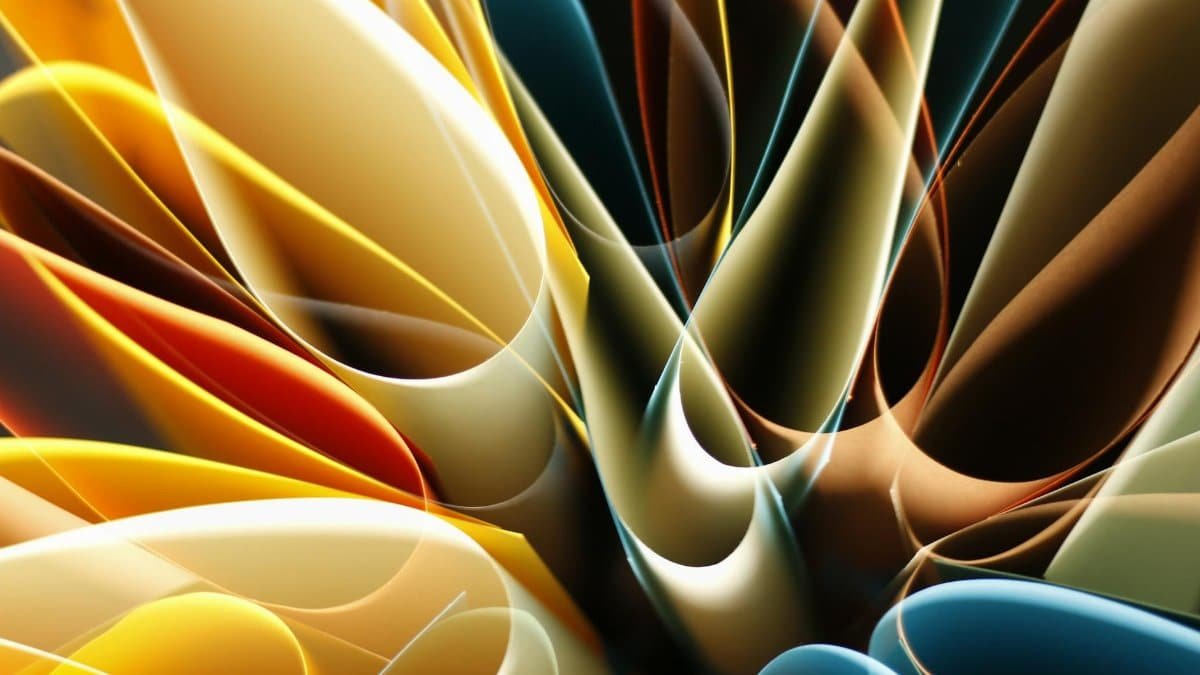 Dynamic abstract art featuring vibrant and fluid shapes in a colorful pattern, ideal for modern design concepts.