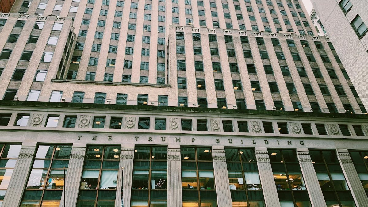 Facade of The Trump Building in downtown New York City, showcasing Art Deco architecture.