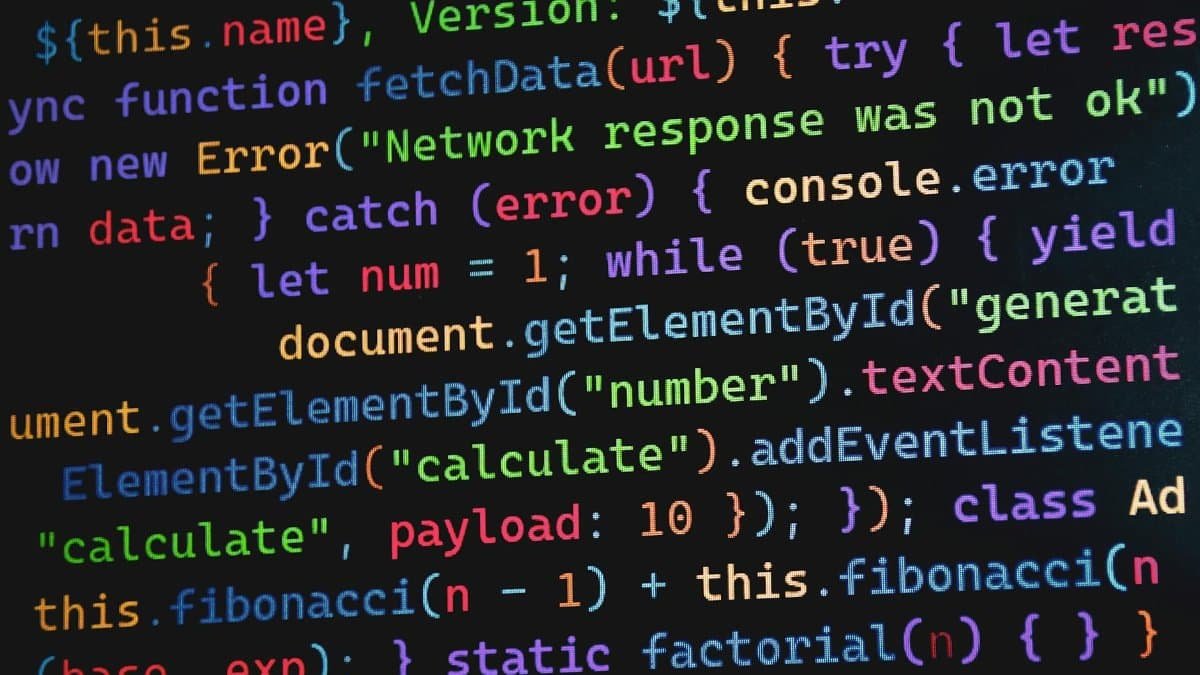Vibrant JavaScript code displayed on a screen, highlighting programming concepts and software development.