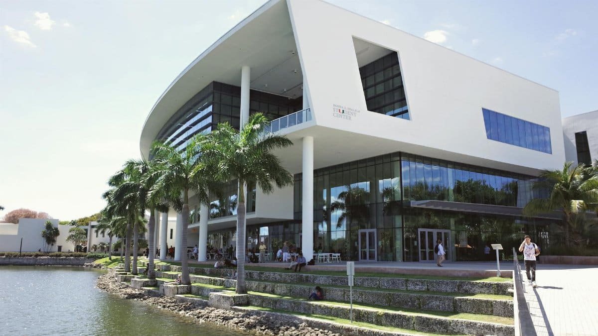 Contemporary architecture at a university campus in Coral Gables, Florida.