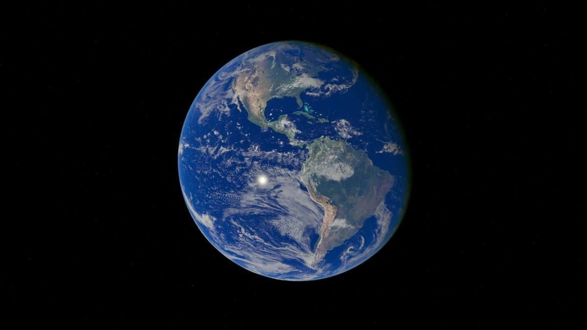 A breathtaking view of planet Earth showing continents and oceans against a dark backdrop.