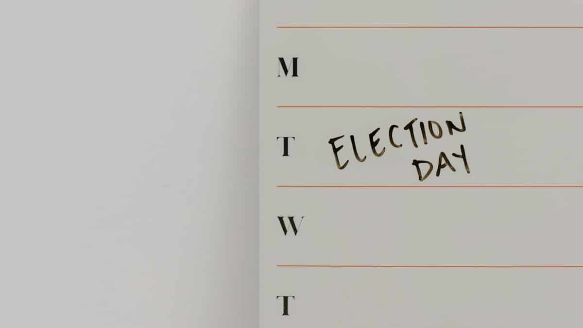 Minimalist calendar with Election Day marked, highlighting important dates.