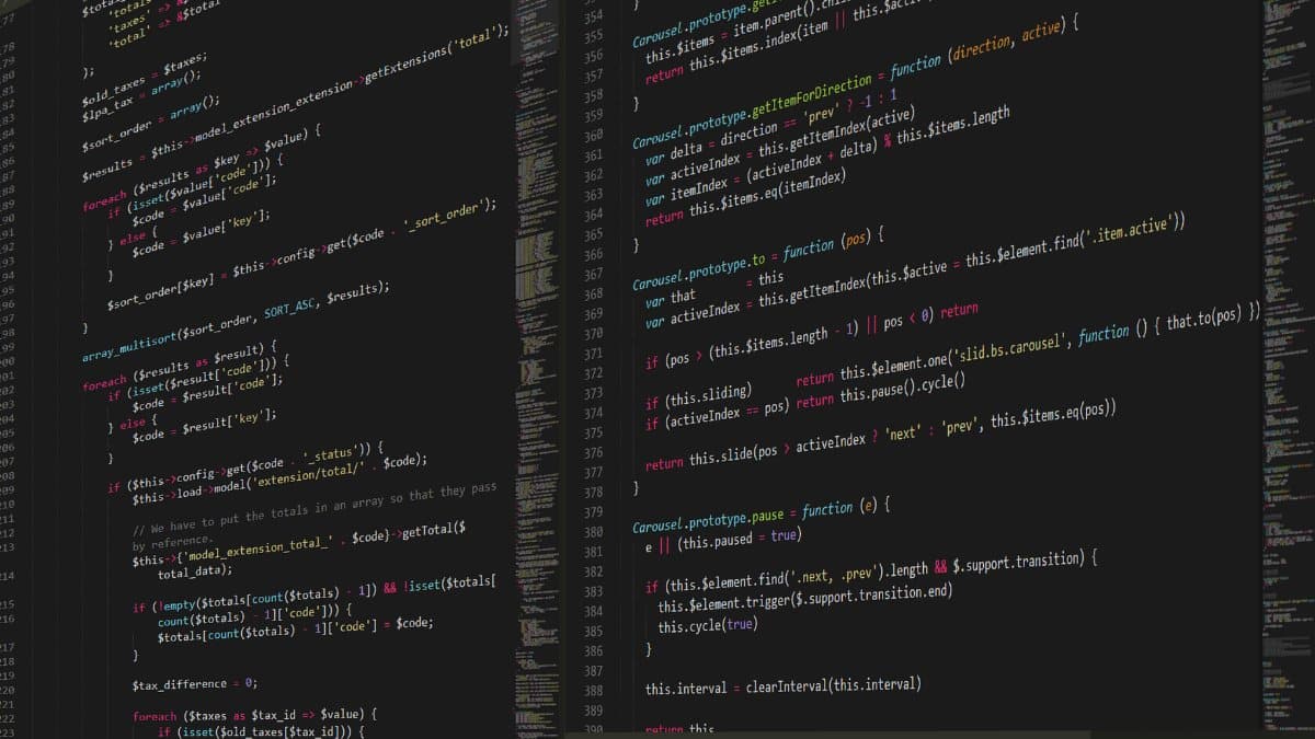 Close-up view of programming code in a text editor on a computer screen.