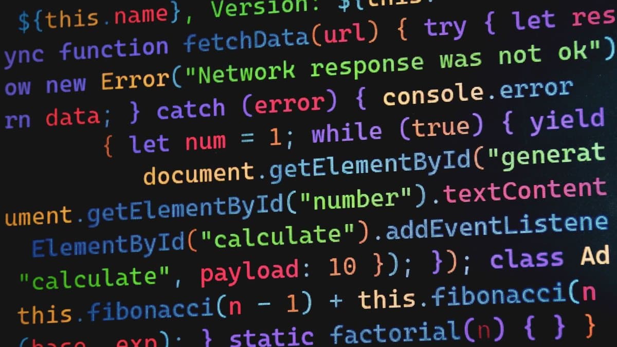Vibrant JavaScript code displayed on a screen, highlighting programming concepts and software development.
