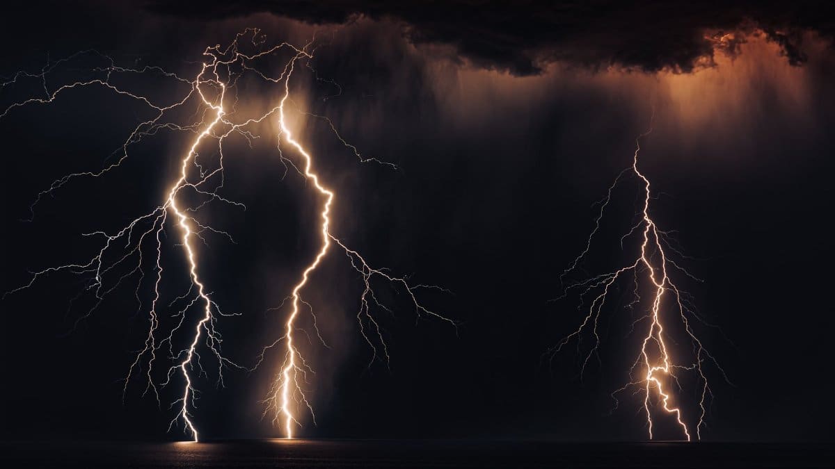 Stunning capture of a lightning storm at night over the city of Zonguldak, Turkey.
