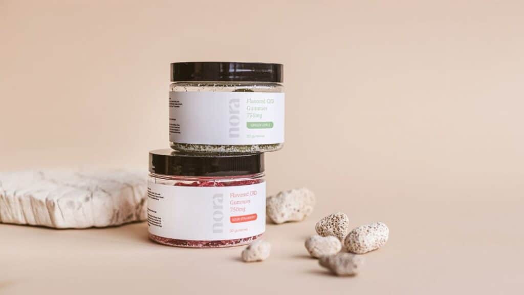 Elegant still life showcasing CBD gummies in a minimal studio setting.