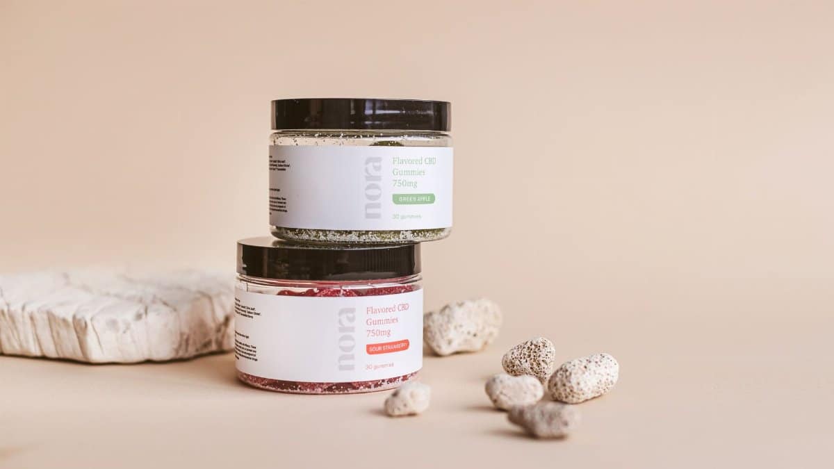 Elegant still life showcasing CBD gummies in a minimal studio setting.