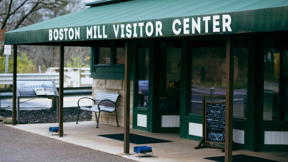 Entrance to the Boston Mill Visitor Center in Cuyahoga Valley National Park, Ohio.