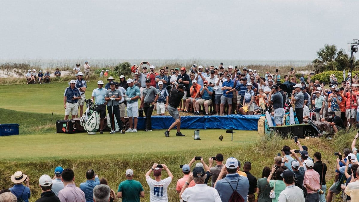 Professional golf tournament with large audience on Kiawah Island, SC.