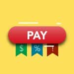 Simple illustration showing financial concept of payments with dollars interests and information on yellow background