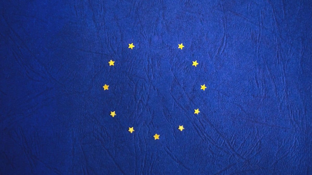 European Union flag with missing stars representing Brexit concept.