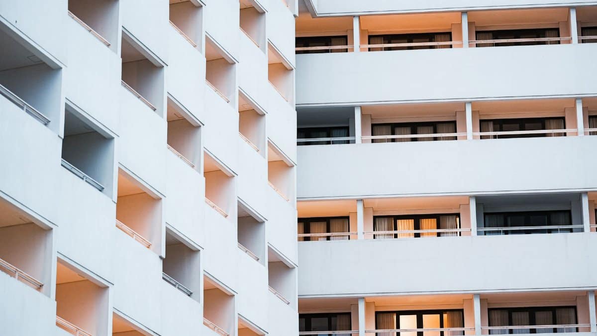 Elegant hotel facade showcasing modern architecture in Bali, Indonesia at dusk.
