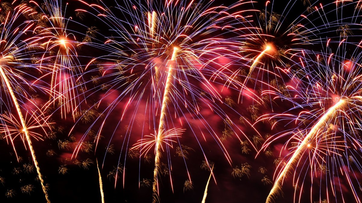 Colorful fireworks illuminating the night sky, perfect for celebrations.
