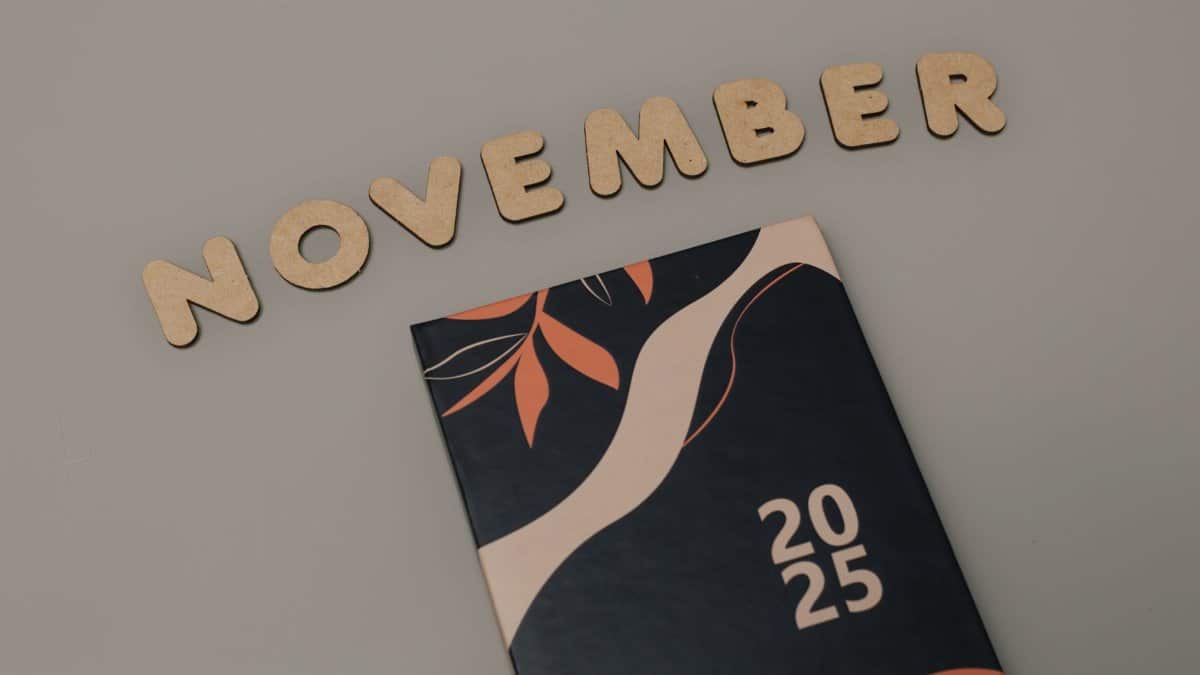 Modern 2025 planner with November text arrangement, perfect for planning and time management.