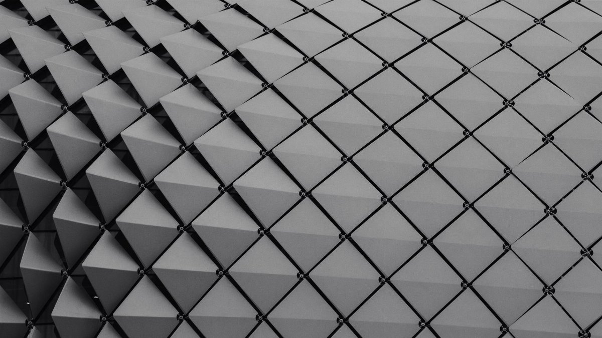 Close-up view of a modern geometric architectural pattern in Singapore.
