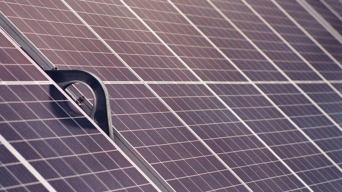 Detailed view of solar panels harnessing clean energy through photovoltaic technology.