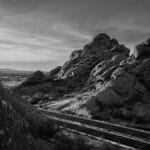 Stunning black and white photo of Arizona's iconic rock formations near Phoenix.