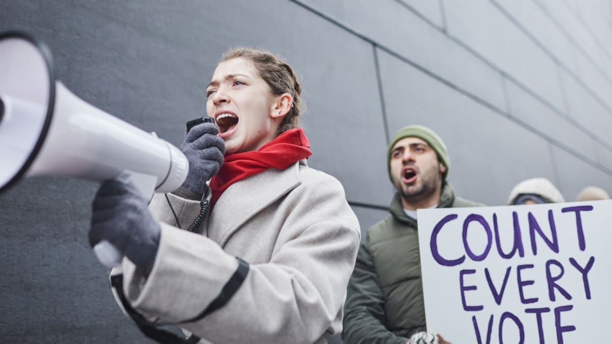 Passionate protesters demand every vote be counted in a public demonstration.