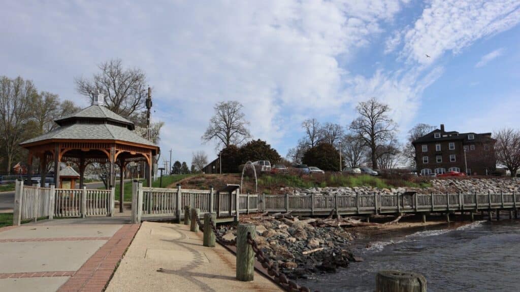 Charming gazebo and walkway at Havre de Grace with scenic water views and a historic feel.