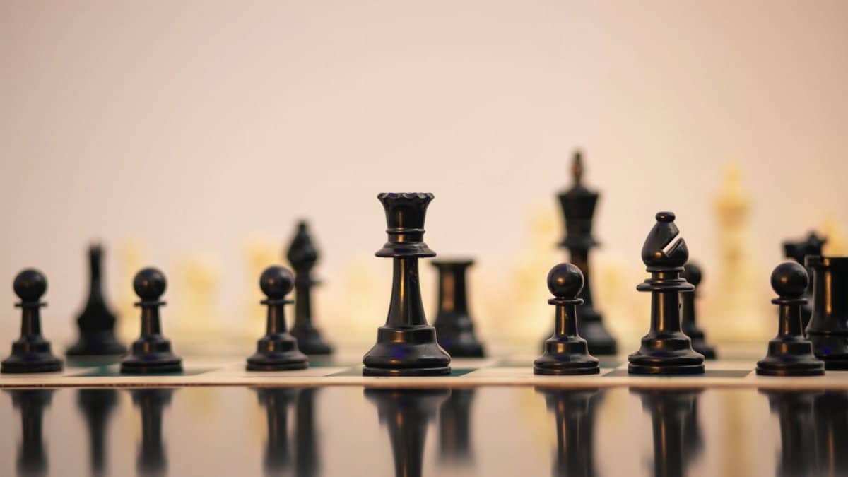 Close-up view of chess pieces on a board in Kaduna, Nigeria.