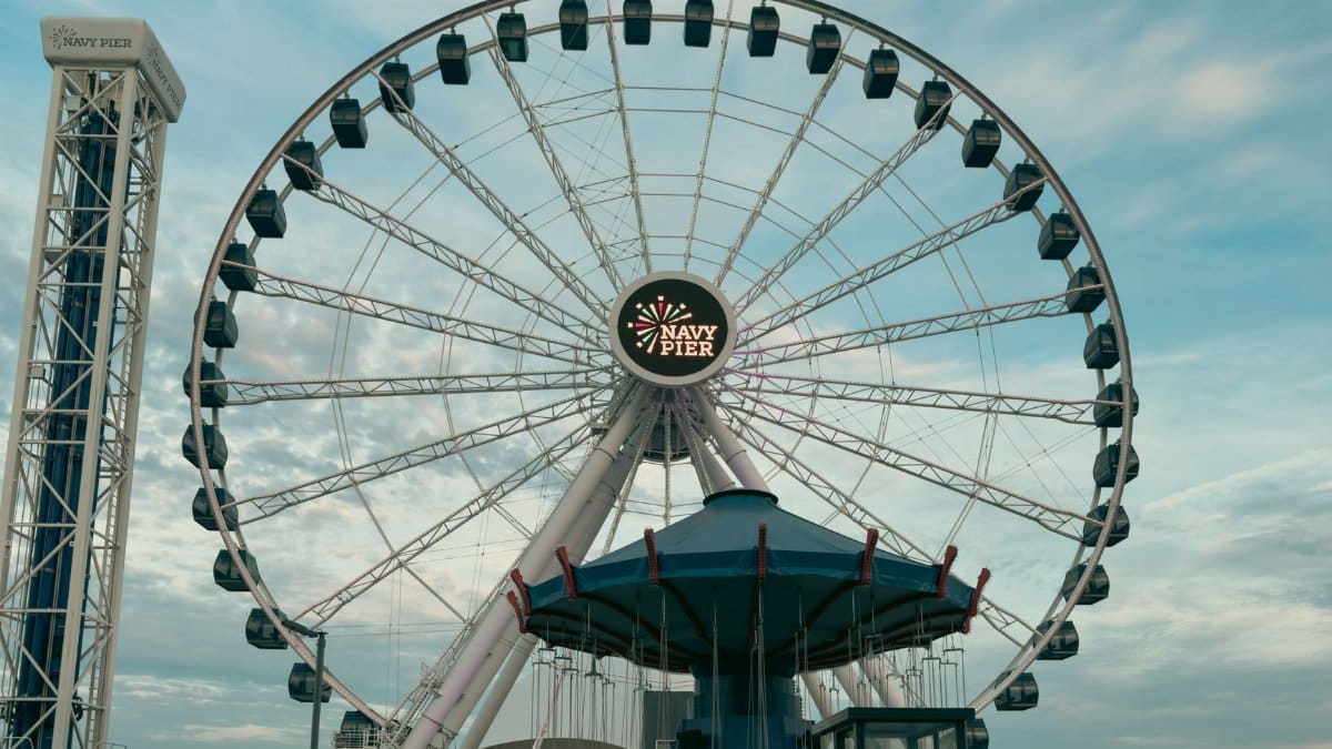 A view of the iconic Centennial Wheel at Navy Pier, Chicago on a clear day.