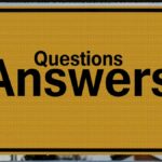 Yellow sign with text questions and answers suggesting direction in decision-making.