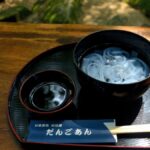 Refreshing Japanese cold noodles served on a wooden table in Fukuoka, Japan.