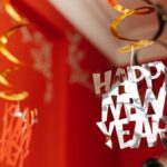 Vibrant New Year's hanging decorations with a festive ambiance.