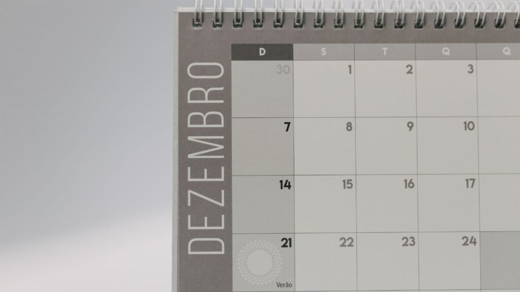 Simple minimalist calendar page for December with clean design.