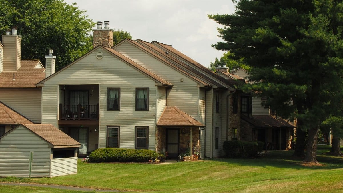 Serene view of suburban homes nestled among trees and open green spaces in Horsham, Pennsylvania.