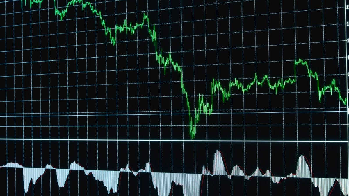 Detailed financial chart showing a downward trend, ideal for economics and stock market analysis.