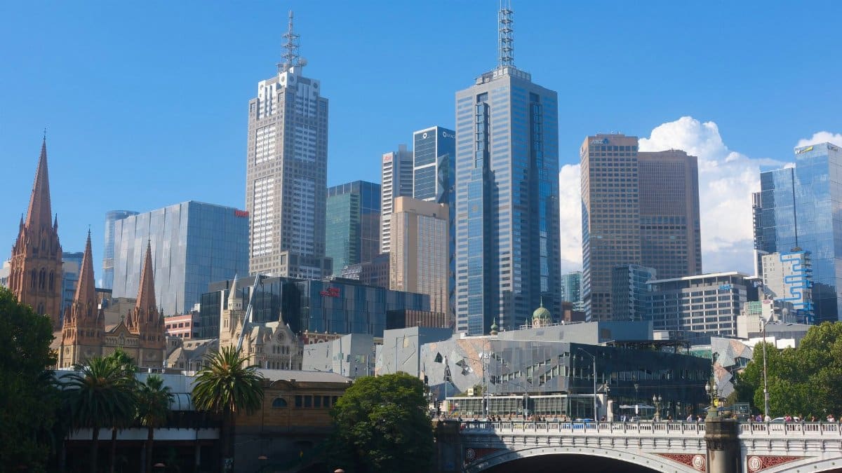 Vibrant view of Melbourne's skyline featuring modern skyscrapers and historical architecture.