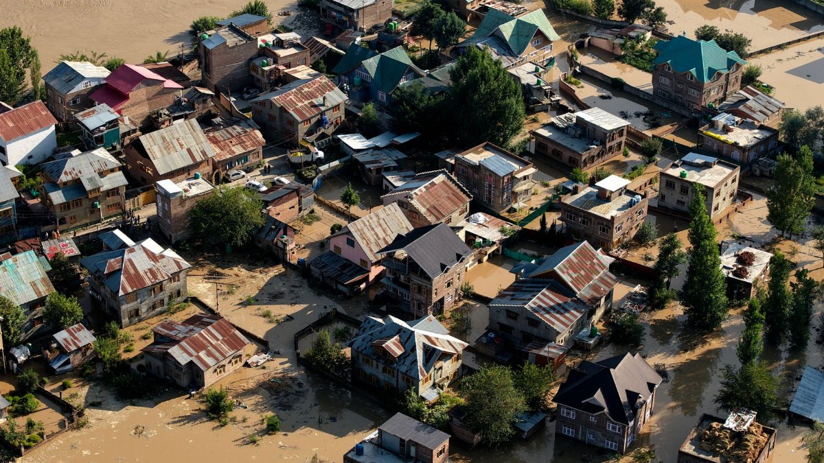 Drone captures devastating flooding in a rural village in Kashmir.