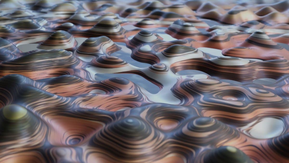 A close-up of an abstract, crinkled surface with wave patterns and modern artistic design.