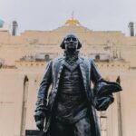 Monumental statue of George Washington outside the Indiana Statehouse, Indianapolis.