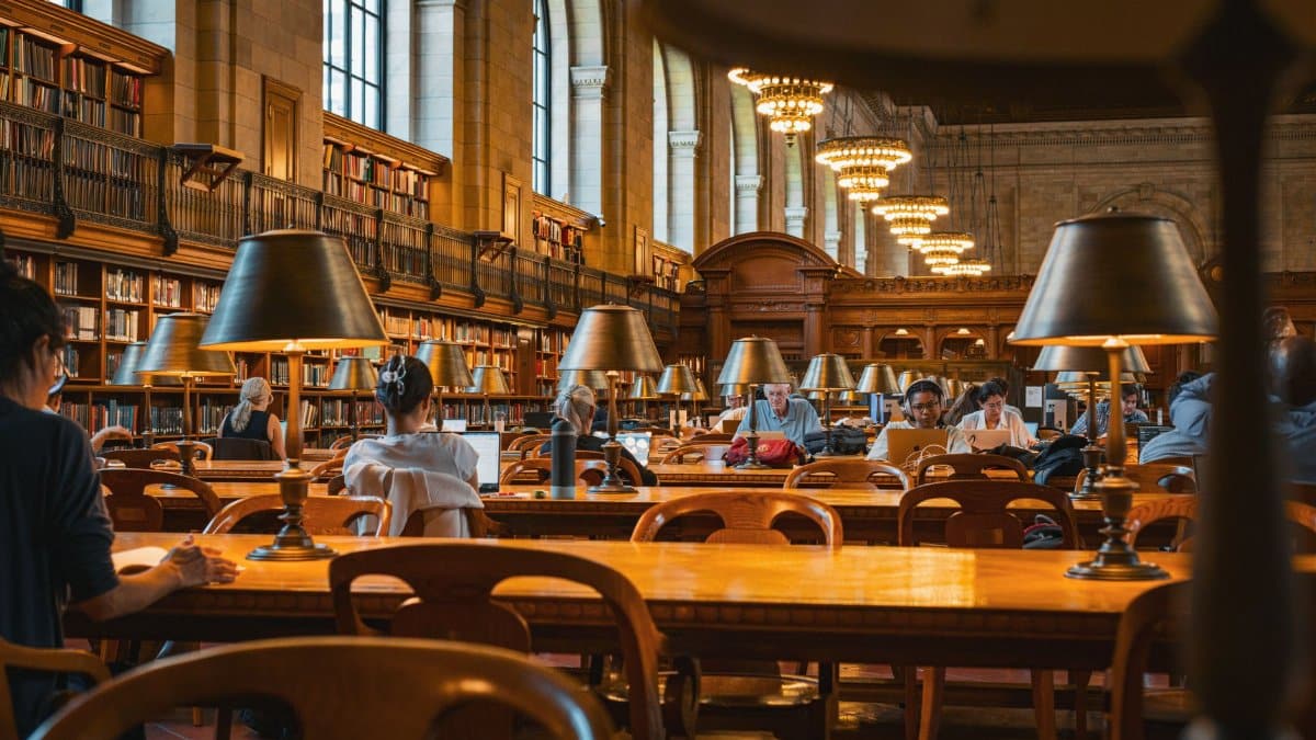 Interior view of the iconic Rose Main Reading Room, New York Public Library.