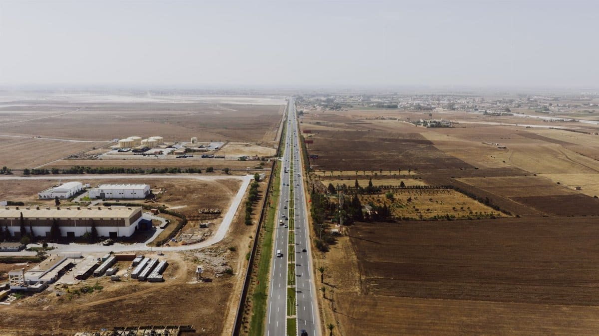 A stunning aerial view of Casablanca, Morocco, showcasing its vast landscapes and infrastructure.